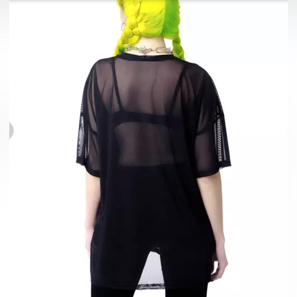 Kill Star Raise Hell Mesh Boyfriend Tee - Picture 2 of 5